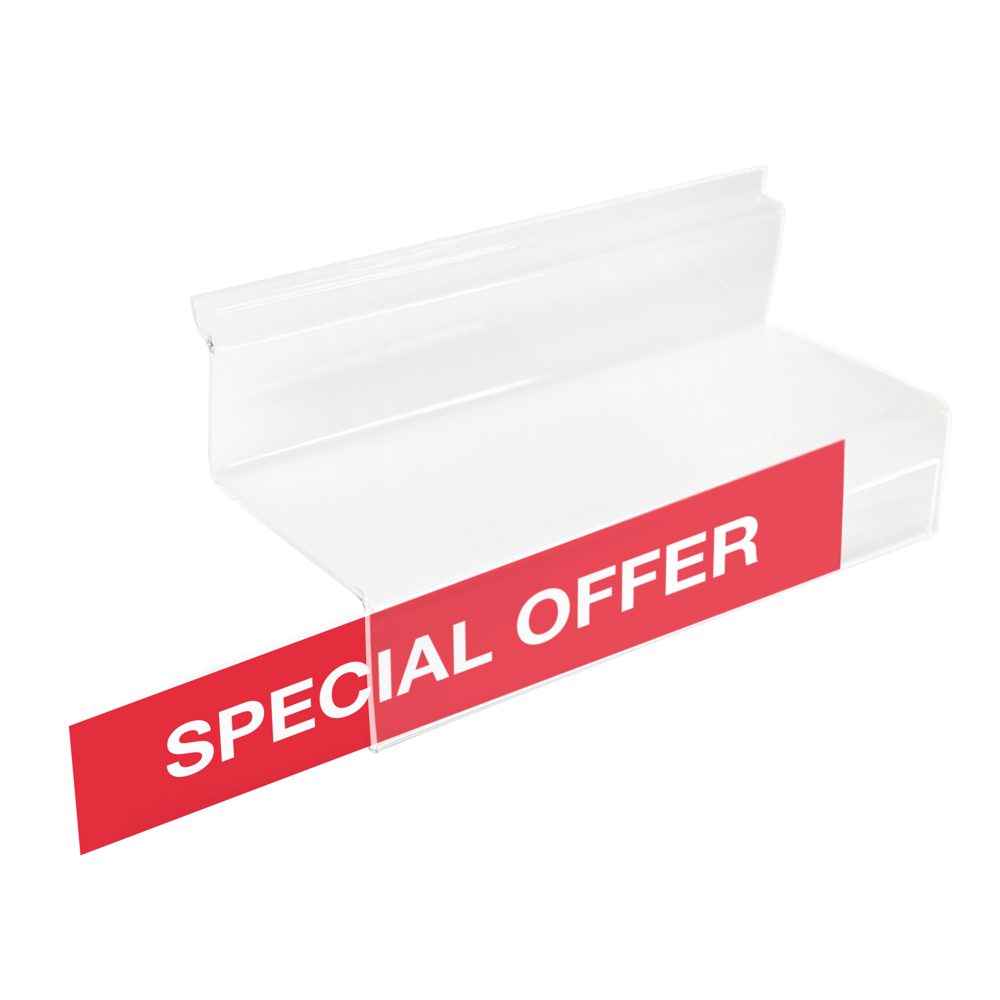 Acrylic Shoe Floating Shelf Transparent Acrilico Ladder Rack Slatwall Shelves with Price Tag Ticket Holder